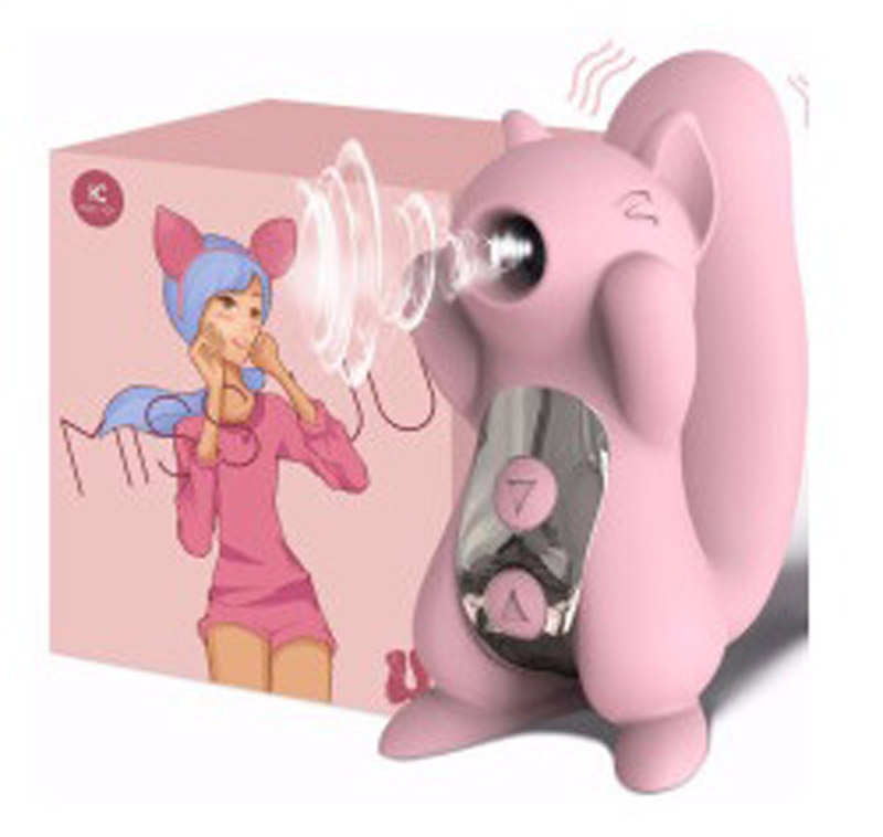 KISS TOY|MISS UU 萌動小松鼠 吸吮震動按摩器 吸吮跳蛋 - 粉色